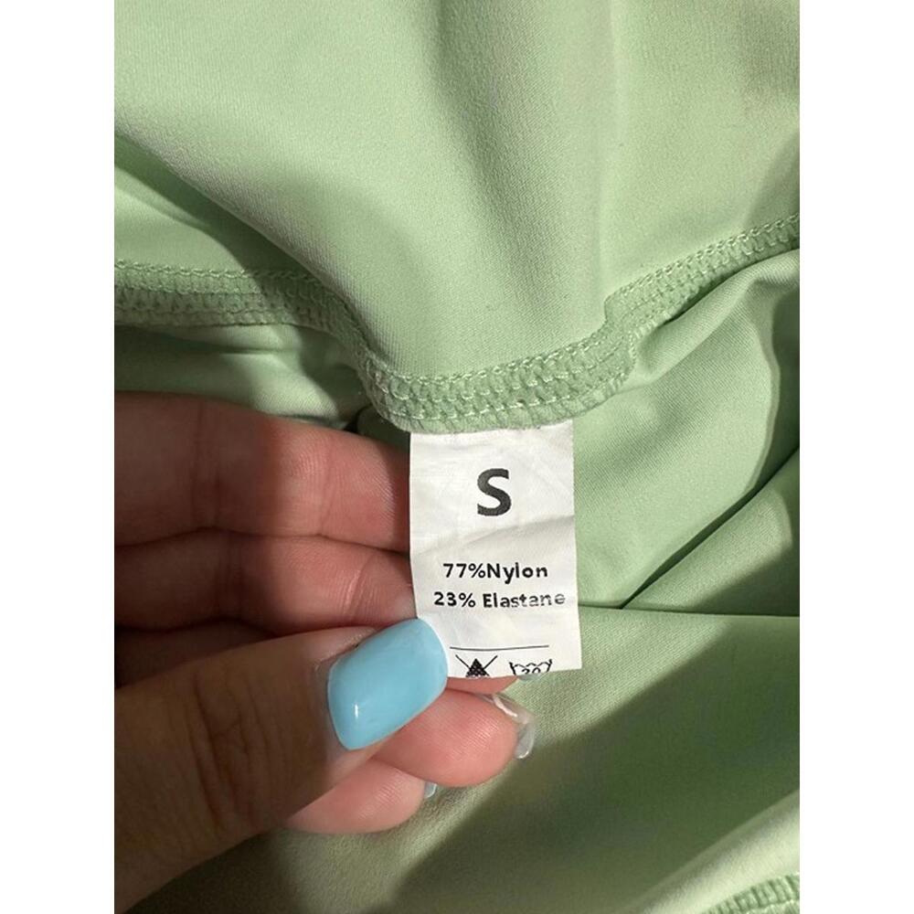 Green High-Waisted Biker Shorts with Side Pocket - Size S - Picture 3 of 3